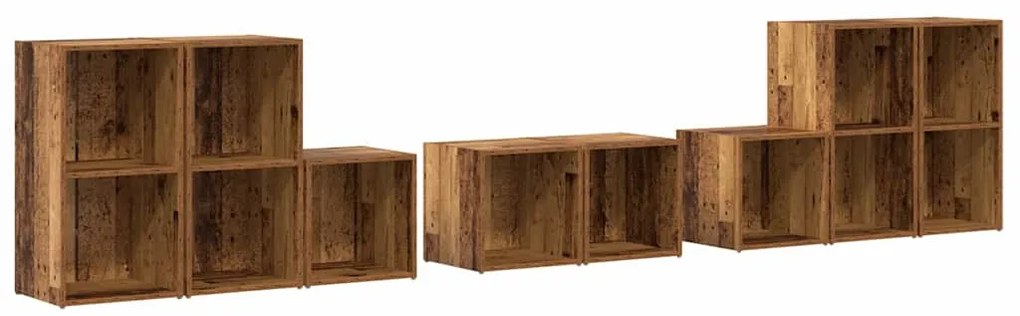 TV Szekrény Szett 8 pcs Öreg fa 37 x 35 x 72 cm Faanyag
