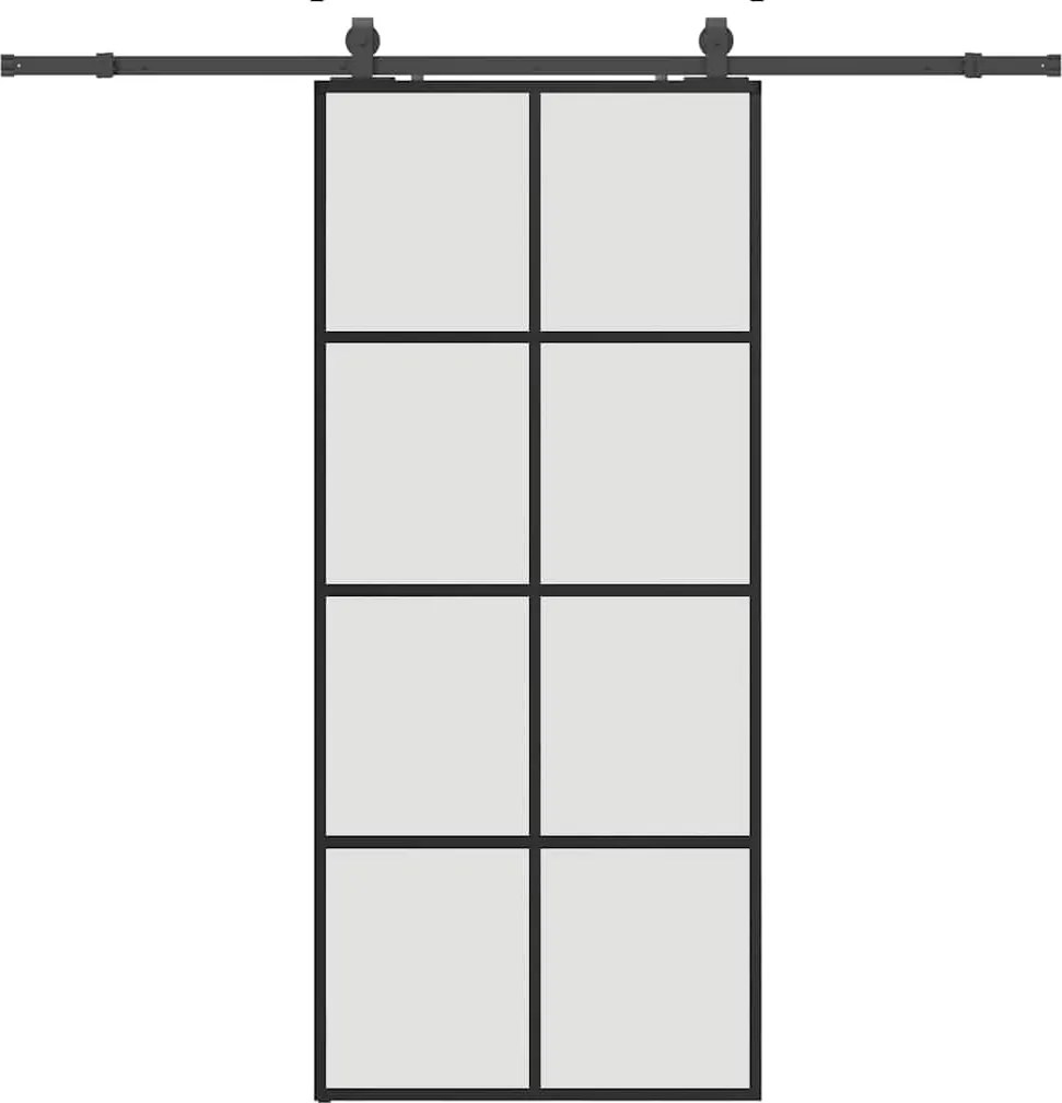 vidaXL fekete ESG üveg tolóajtó fémszerelvény-szettel 90x205 cm