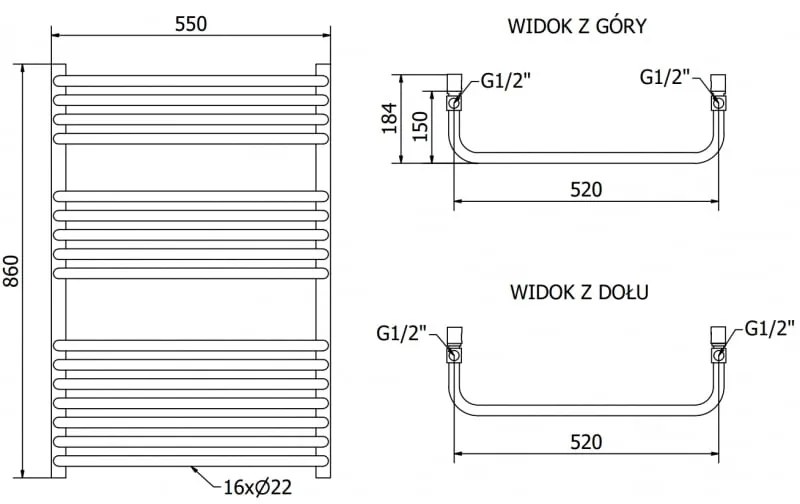 Mexen Apollo, futoelem 860 x 550 mm, 479 W, fehér, W117-0860-550-00-20
