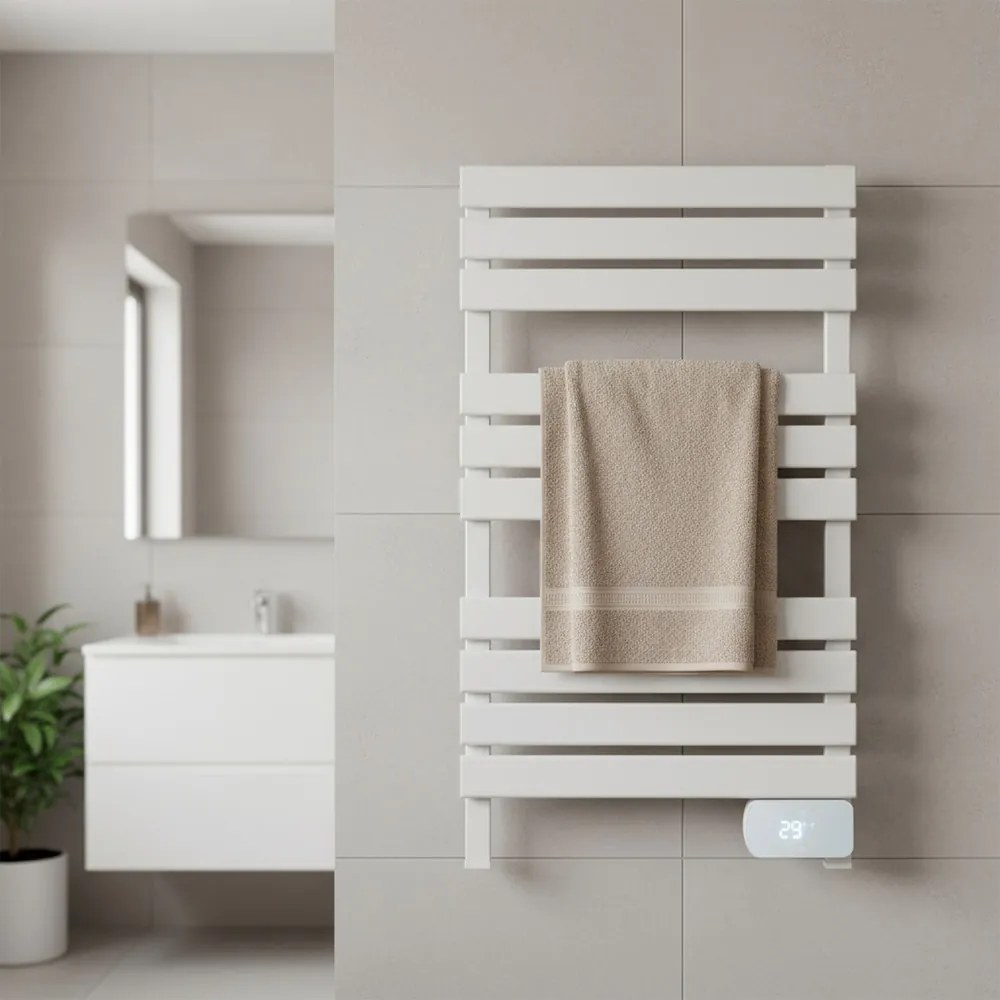 Elektromos törölközőszárító radiátor 450W fehér