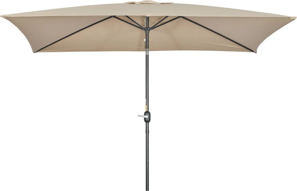 Outsunny Alumínium Napernyő 200x300x253 cm Téglalap Alakú Kertiparaván Karral és Leemelhető Oszloppal Teraszhoz, Medencéhez, Kerti Használatra Khaki |