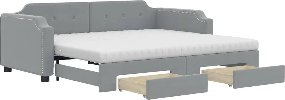 vidaXL világosszürke kihúzható szövet heverő fiókokkal 80 x 200 cm