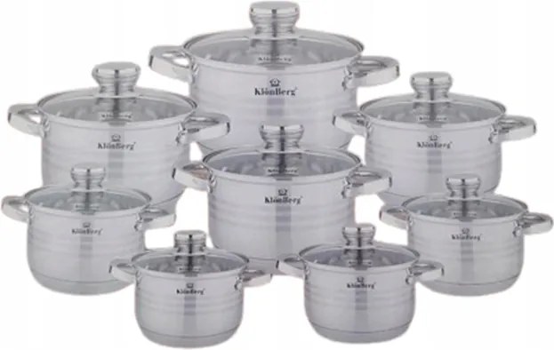 16 db-os acél edénykészlet indukciós gázhoz