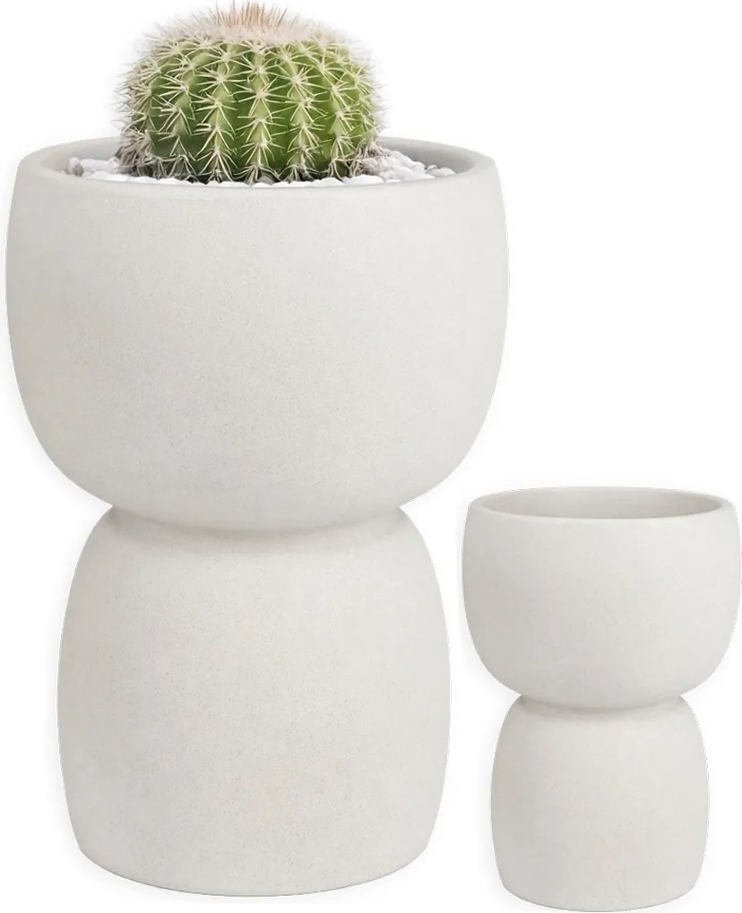 Virágtartó Magas Nagy Kehely 40X48 CM Krémszínű Homokszínű Japandi A Nappaliba