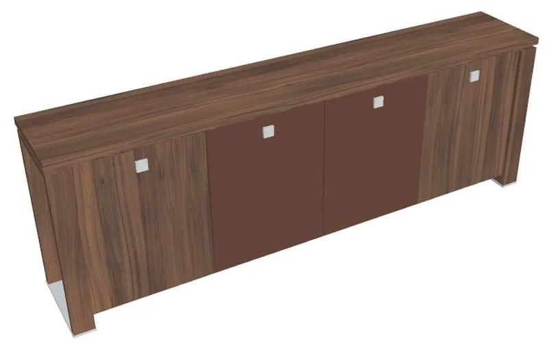 Verno+ S alacsony szekrény 260 x 46 x 90 cm, kombinált ajtó, dió / barna