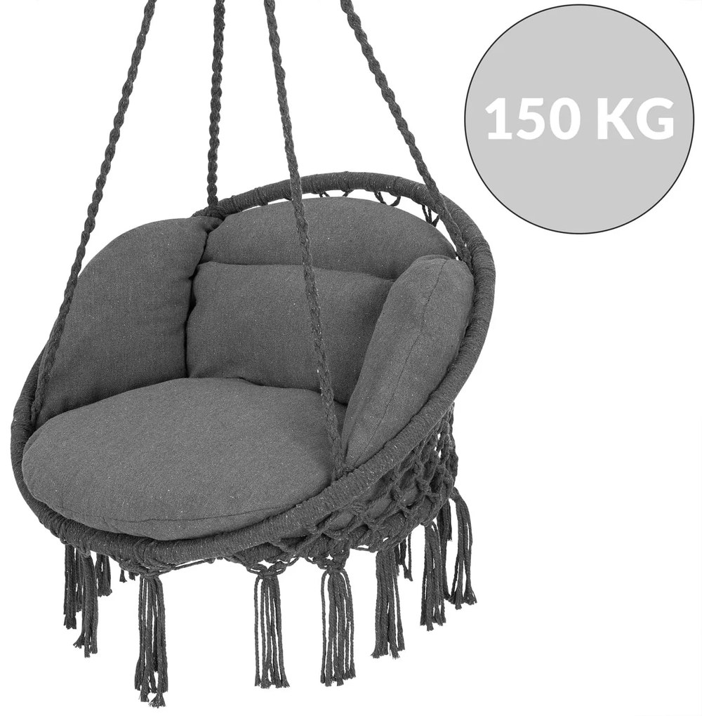 Jurhan BOHO függőszék párnával, Ø61cm, antracit