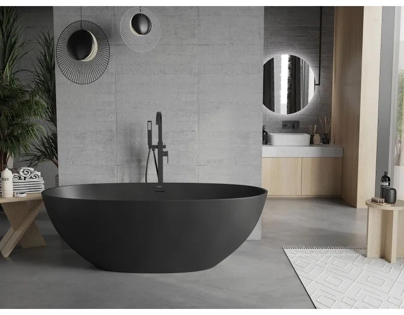 Mexen Bari, szabadon álló konglomerátum kád 165 x 75 cm, fekete matt, 57221657570