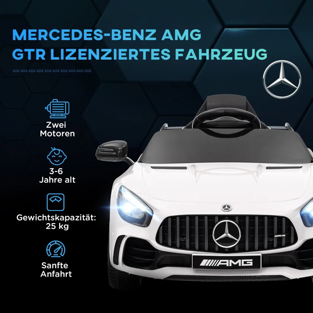 AIYAPLAY Elektromos gyerekautó, Mercedes, 3-5 km/h, távirányító, fények és zene, fehér