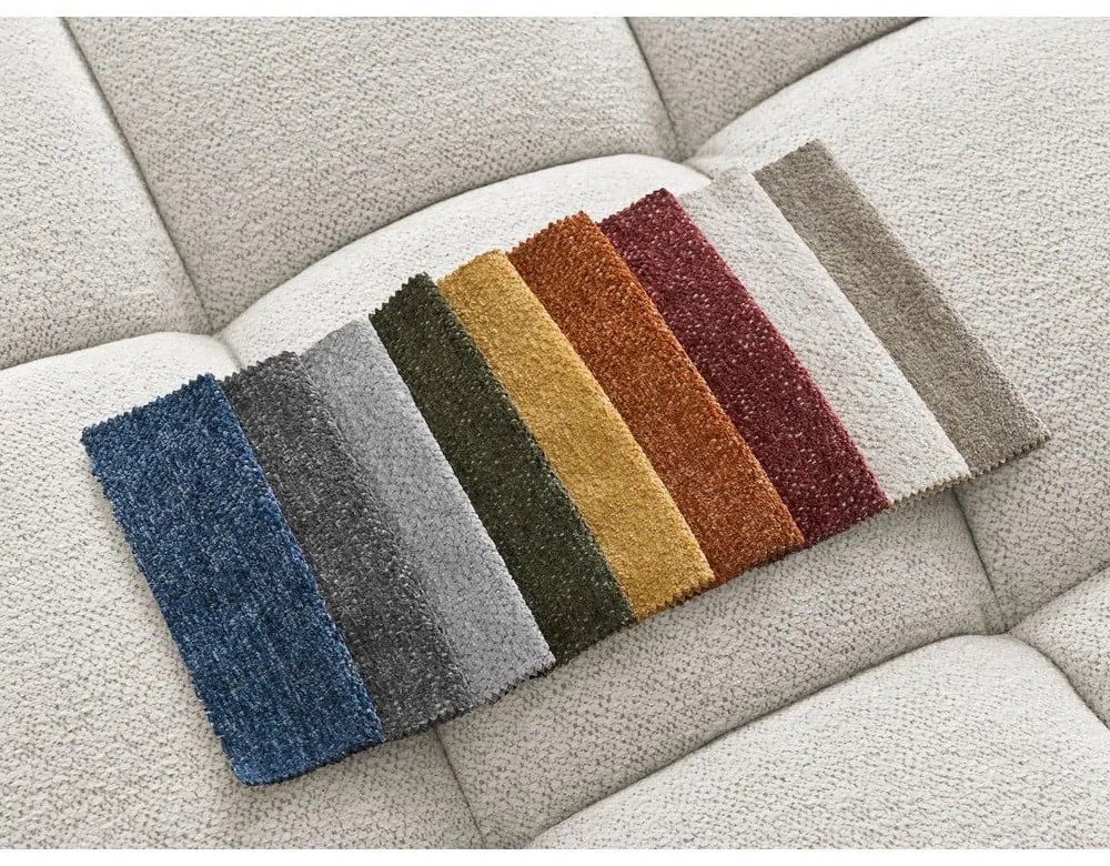 Fehér zsenília kinyitható-tárolóhelyes sarokkanapé (jobb oldali-heverő résszel) Everest – Bobochic Paris