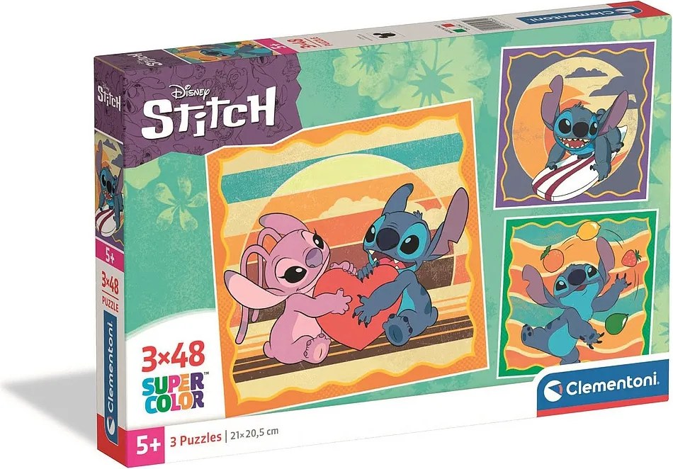 Disney Lilo és Stitch, A csillagkutya Sunset 3x48 db-os puzzle Clementoni