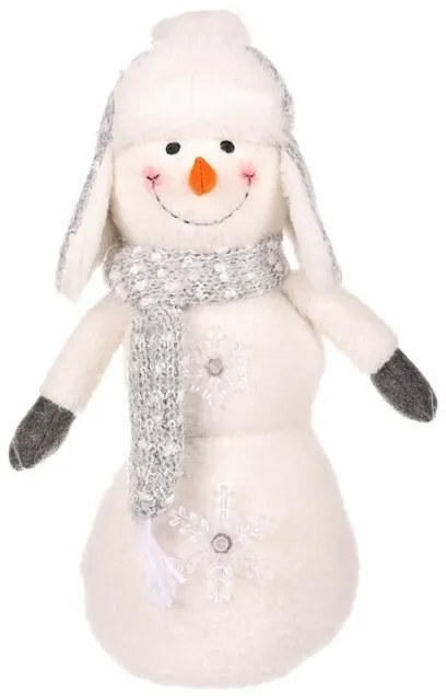 Karácsonyi dekoráció Hóember LED csillagokkal, magasság 40 cm, fehér