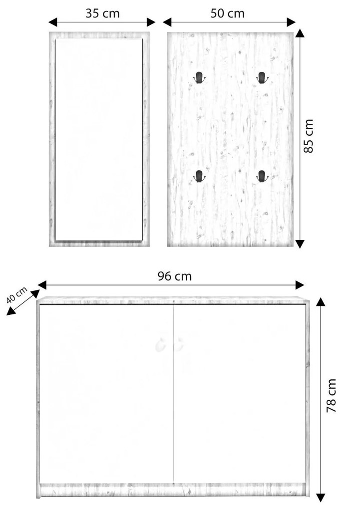 Előszoba bútor Vetide (tölgy + fehér) . 1093920