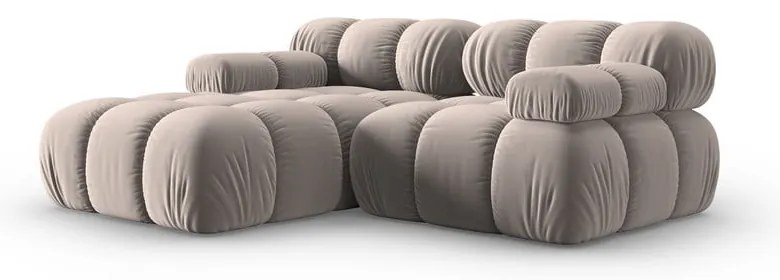 Világosbarna bársony moduláris sarokkanapé (bal oldali) Bellis – Micadoni