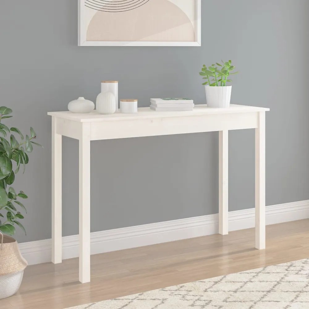 fehér tömör fenyőfa tálalóasztal 110 x 40 x 75 cm