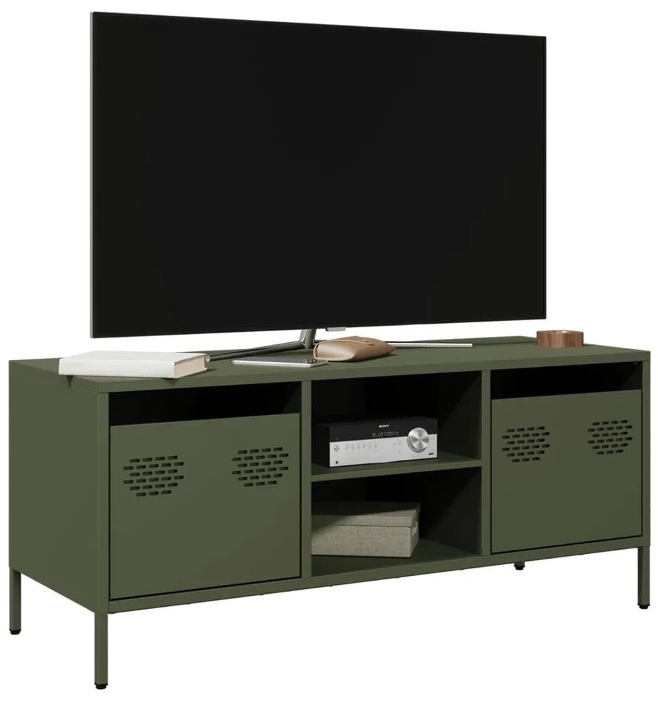 olívazöld hidegen hengerelt acél TV-szekrény 101,5x39x43,5 cm