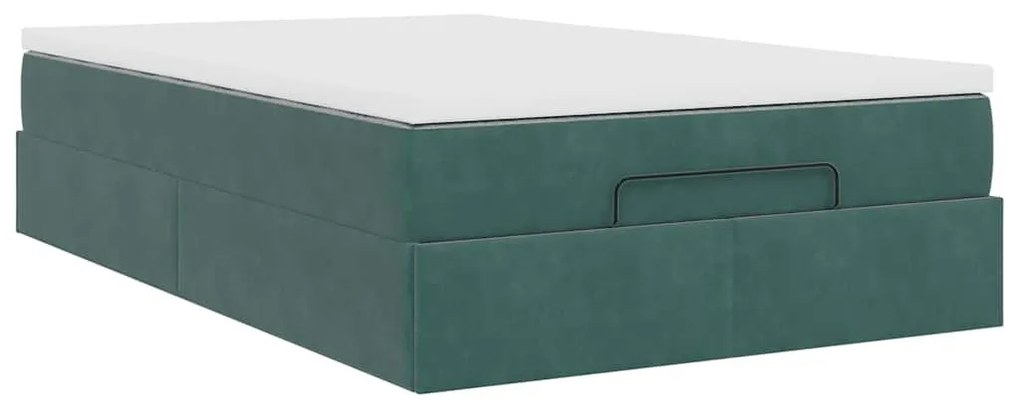 Ottomán ágykeret matraccal sötétzöld 120x200cm bársony