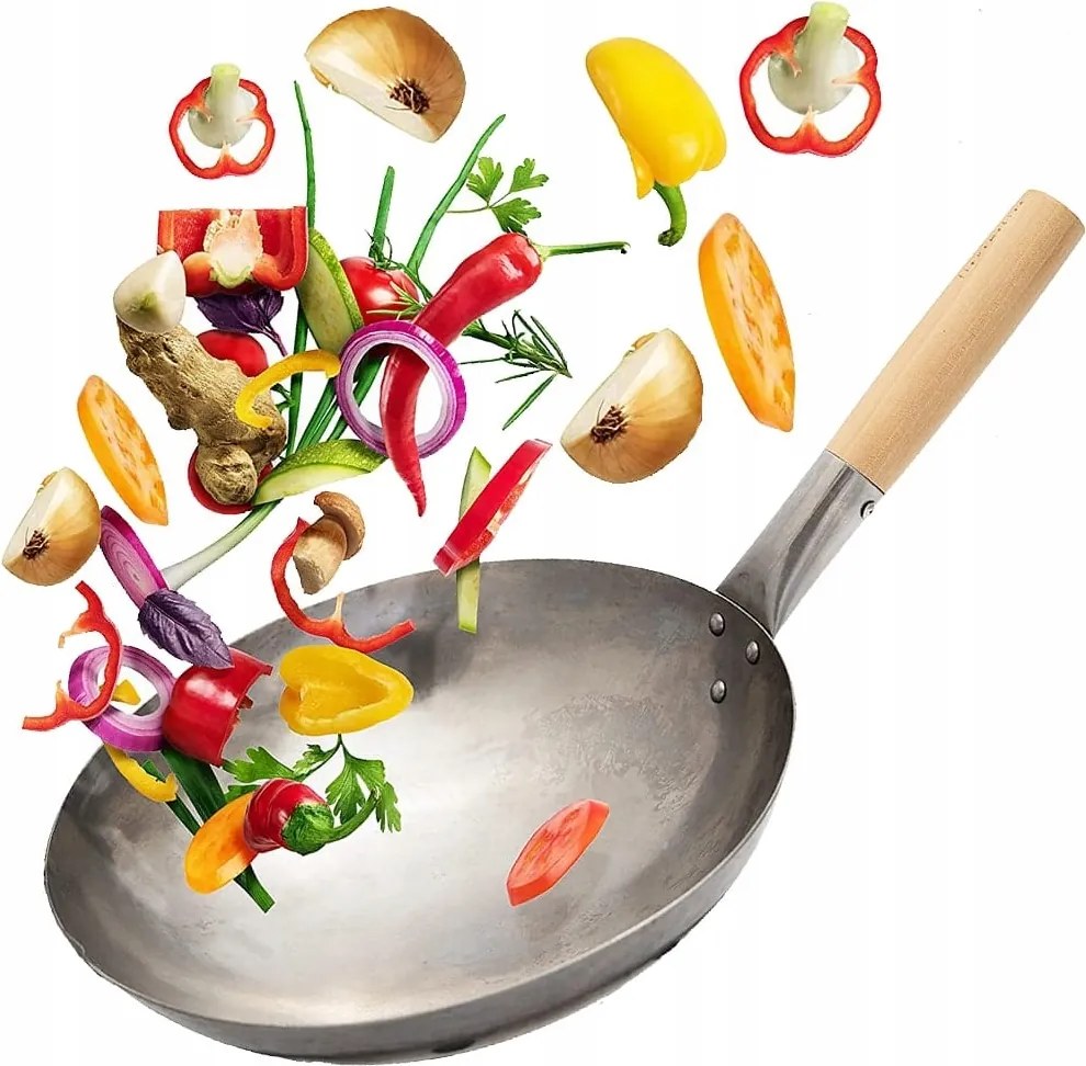 Kínai Wok serpenyő Kézzel Kovácsolt Szénacél Közepes 15 inch 38cm Proorient