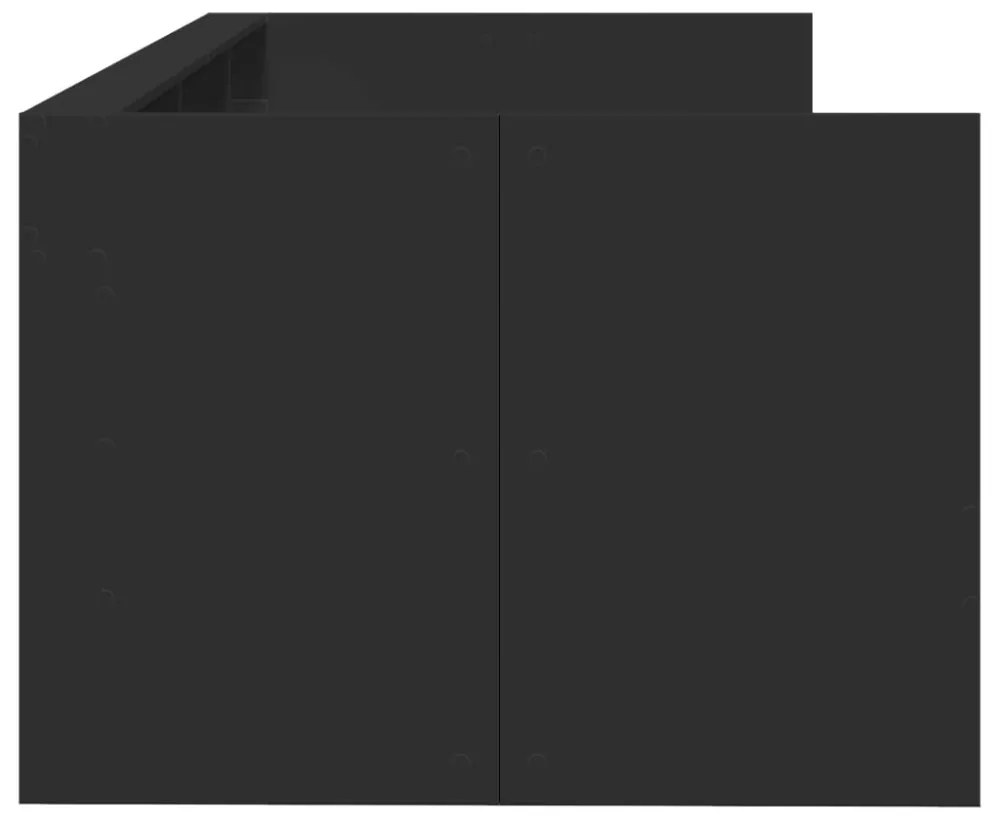 fekete kanapéágy fiókkal matrac nélkül 100x200 cm
