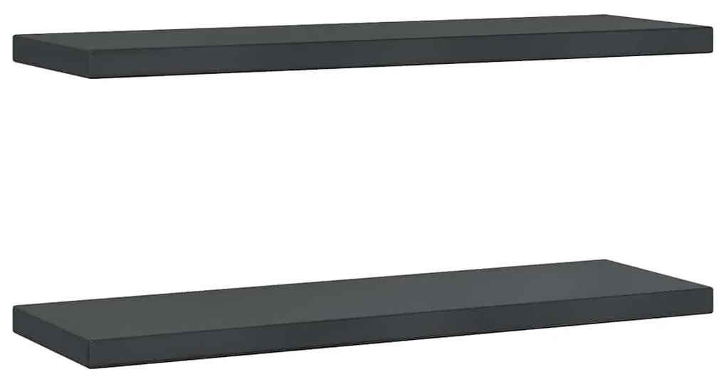 2 db fekete rozsdamentes acél fali polc 75 x 23,5 x 3 cm