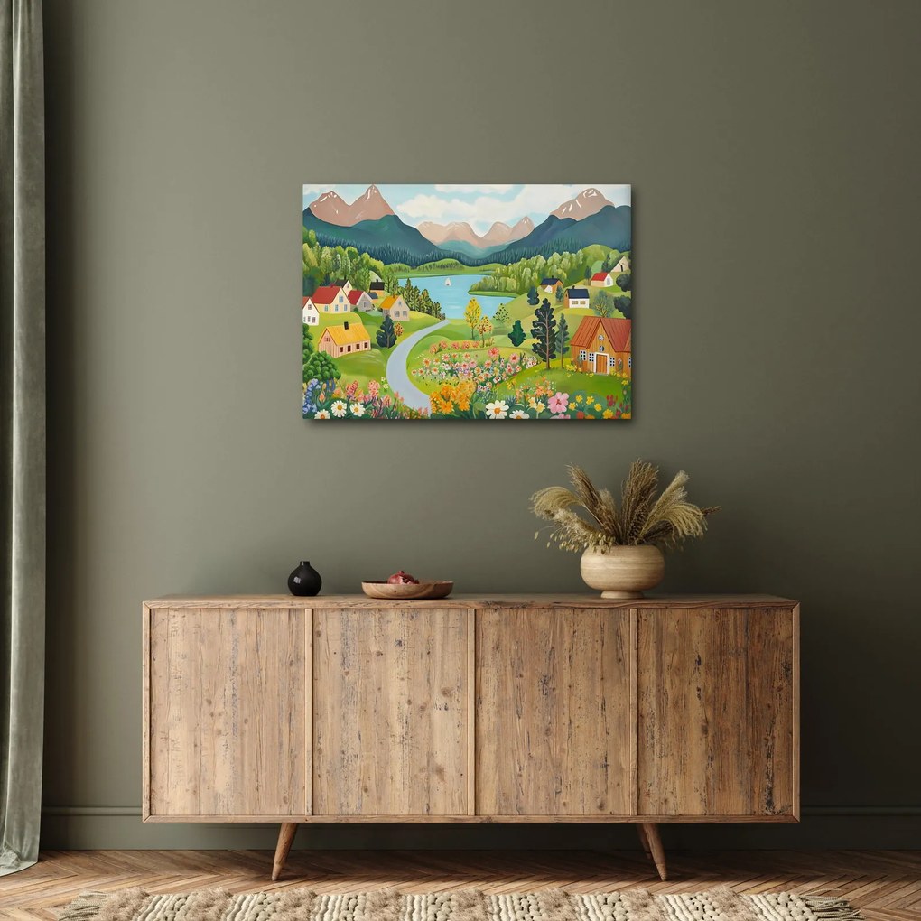Kép - Falu a hegyekben (70x50 cm)