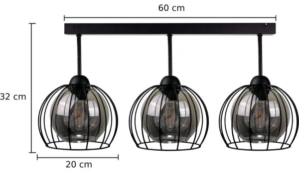 Felületre szerelhető csillár SOLO BLACK 3xE27/60W/230V