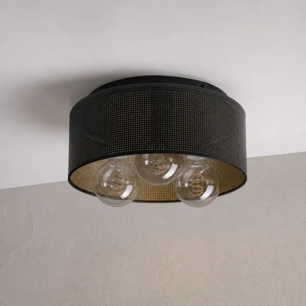 Mennyezeti lámpa SIRJA PLISADO 3xE27/15W/230V Ø 35 cm fekete/arany