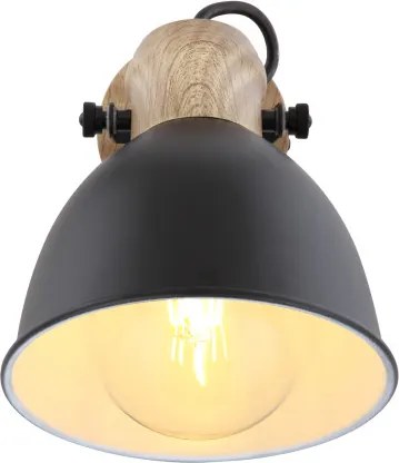 Globo 54018-1S Spotlámpa fém, fekete barna fa mintázatú dekorral. SZxM:150x185, AL:185, fényforrás nélkül 1xE27 40W 230V