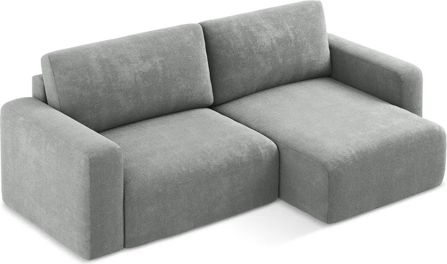 Szürke zsenília kinyitható-tárolóhelyes sarokkanapé (jobb oldali-heverő résszel) Kona – Makamii