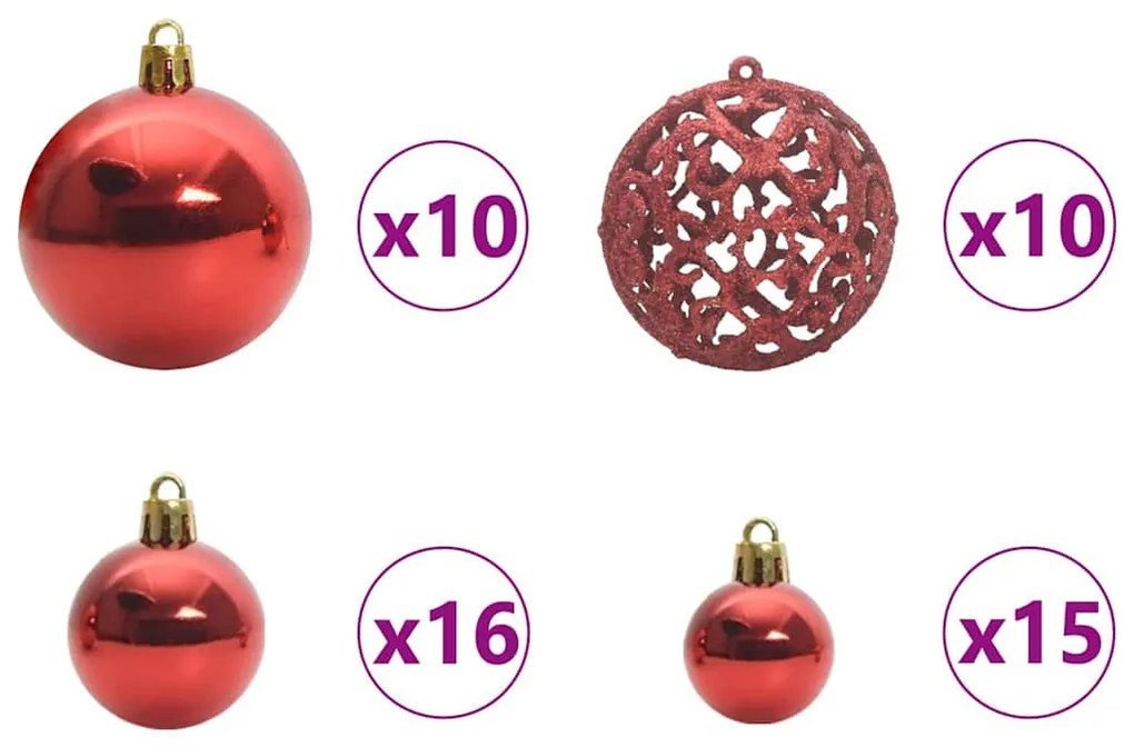 Műfenyő, előre díszített karácsonyfagömb készlettel Zöld 240 cm