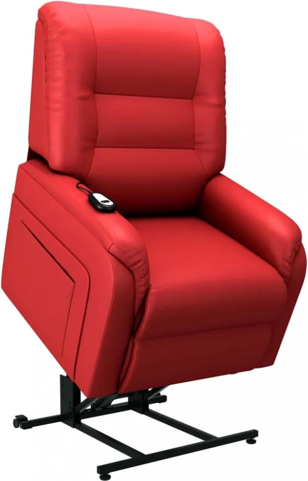 Piros dönthető/emelhető elektromos műbőr tv-fotel
