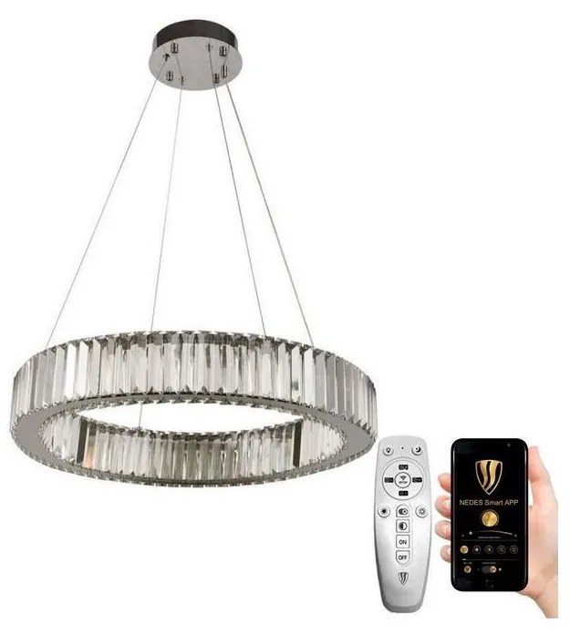 NEDES LED Dimmelhető csillár zsinóron LED/40W/230V 3000-6500K króm + távirányítás ND3543