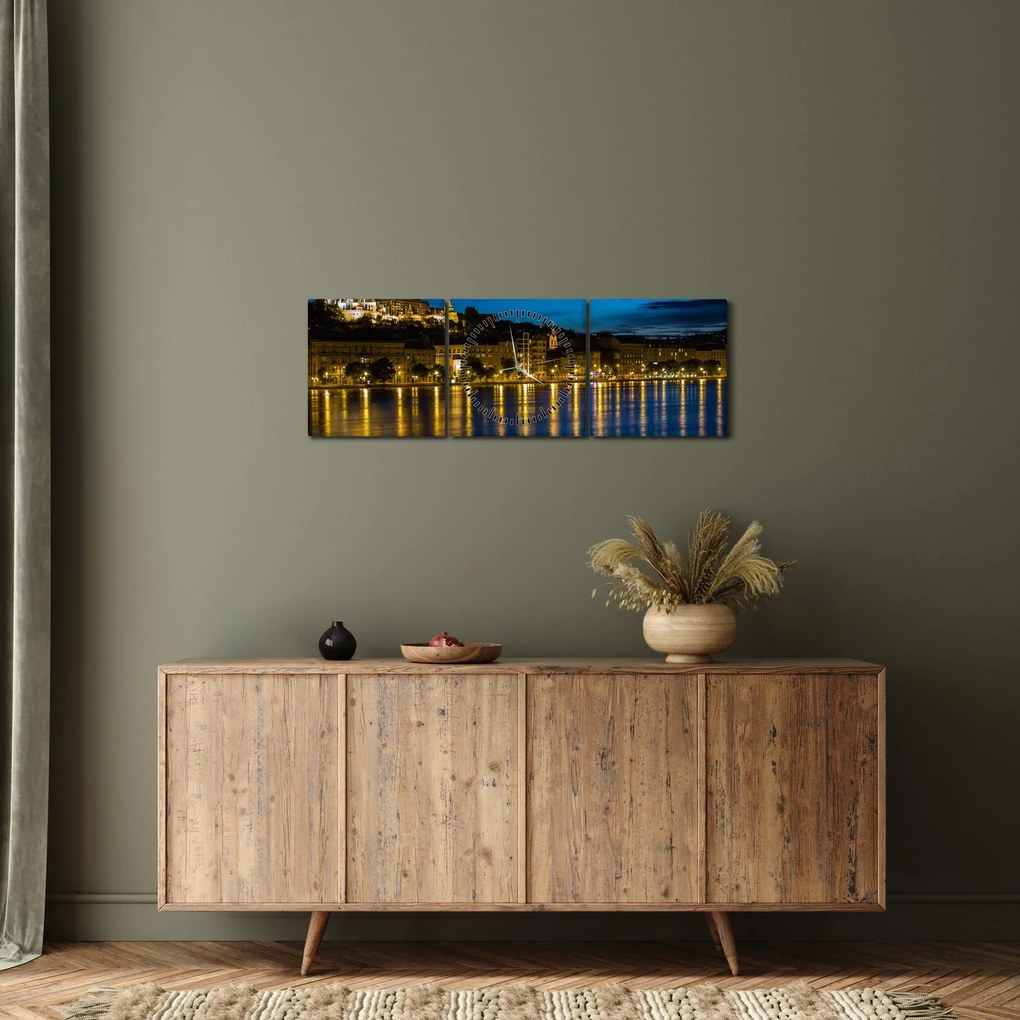 Éjszakai város képe (órával) (90x30 cm)