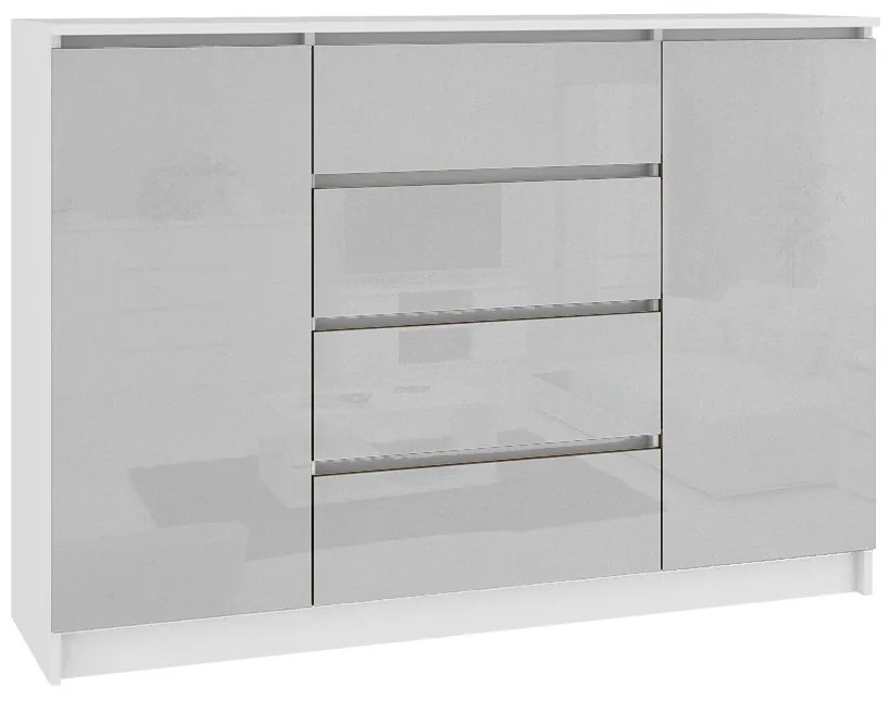 ARMARIA K160 2D4SZ komód, 160x99x40, fehér/fehér magasfényű