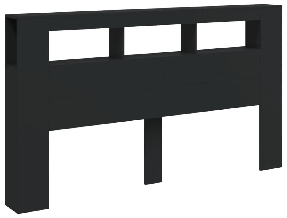 fekete szerelt fa LED-es fejtámla 180x18,5x103,5 cm