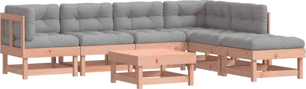 vidaXL 7 részes tömör duglászfenyő kerti társalgószett párnákkal