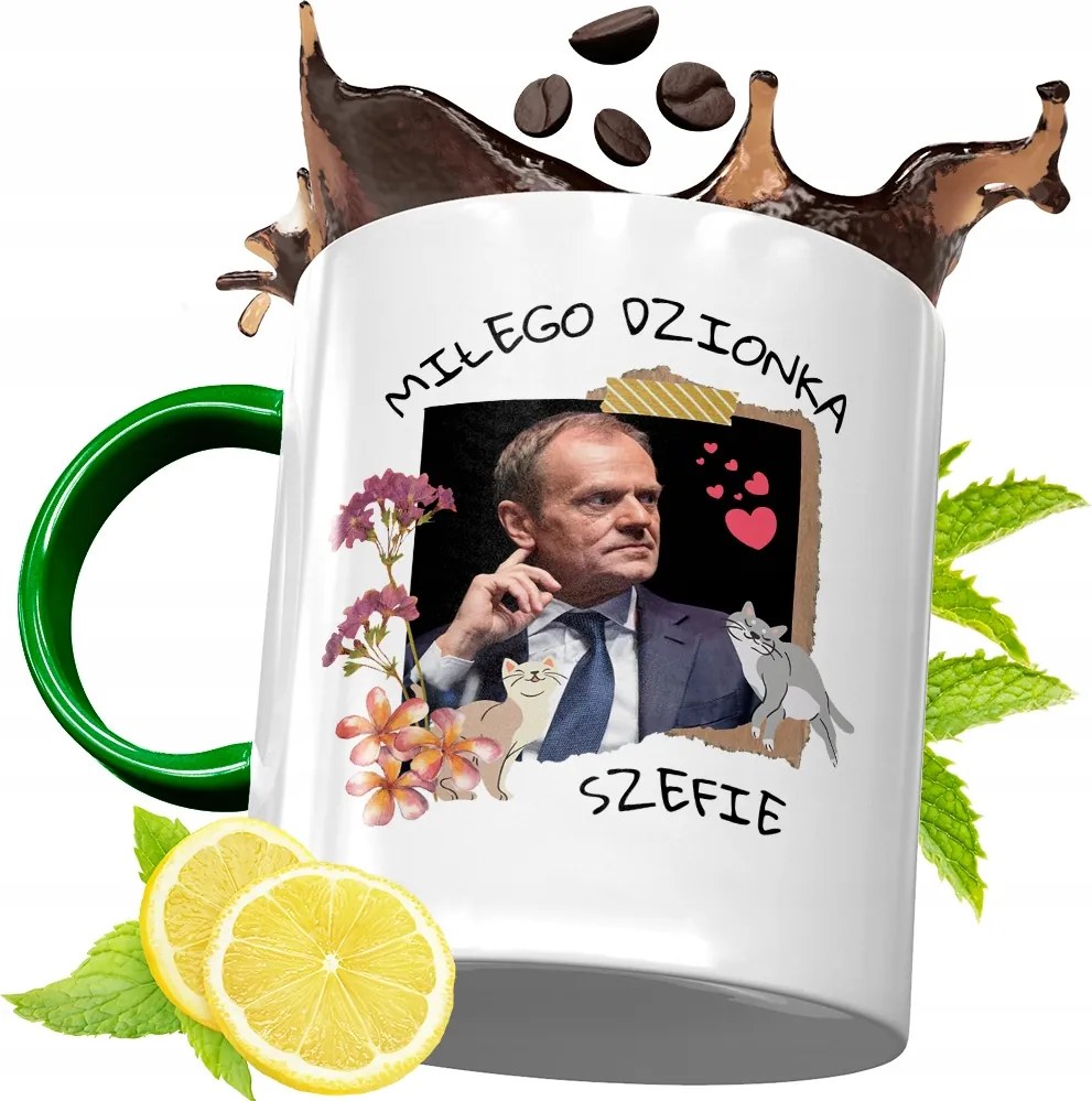 Donald Tusk Zöld Bögre Ajándék Nyomtatott Fotóval