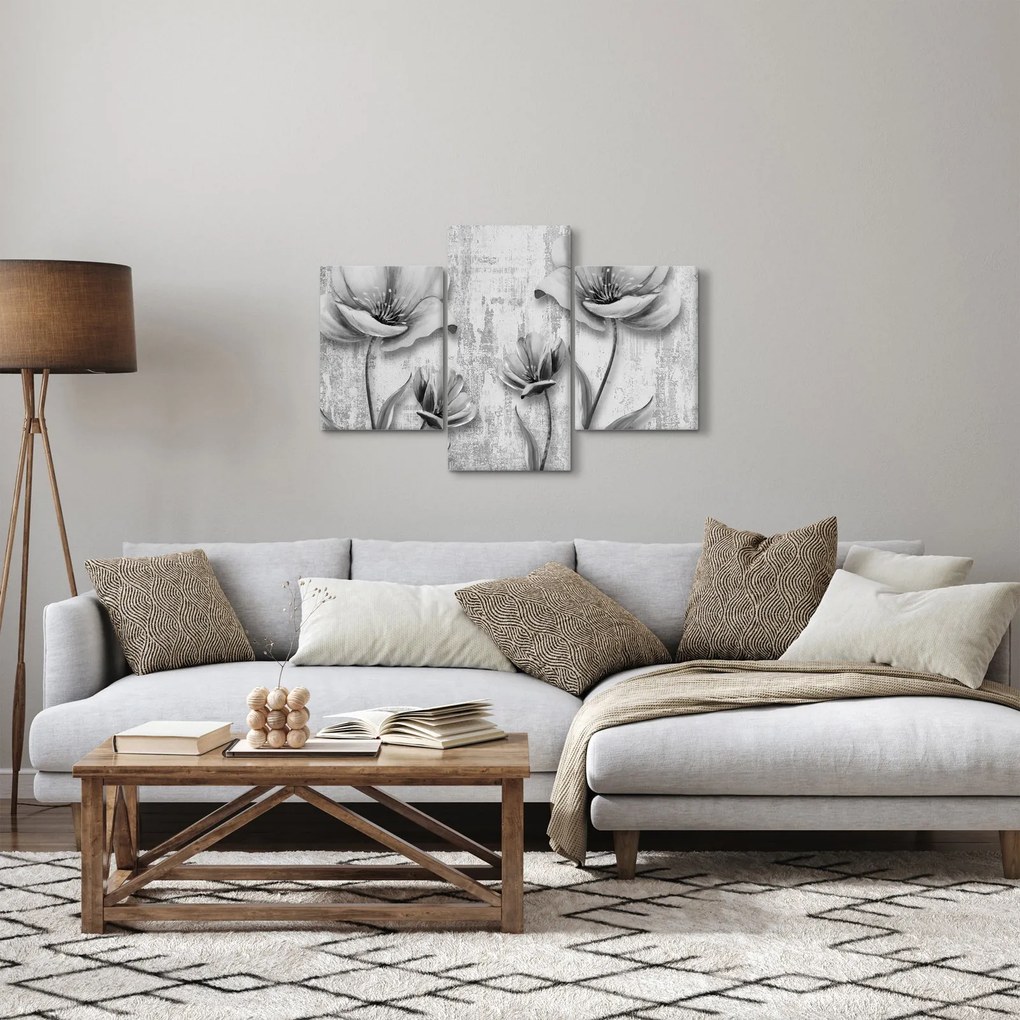 Kép - Fekete-fehér virágok a háttérben (90x60 cm)