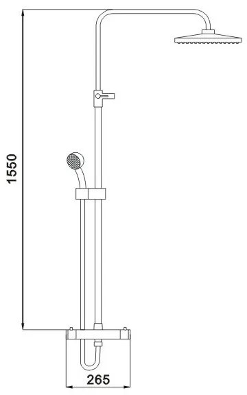 Mexen zuhanygarnitúra, termosztatikus zuhanycsaptelep Slim + zuhanygarnitúra Denis felső fejjel, fekete, 78135-70 + 77105-70