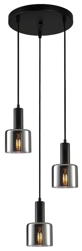 ITALUX PND-65342-3A-BK+SG - Csillár zsinóron SANTIA 3xE27/40W/230V fekete