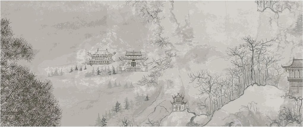 Kép - Kínai táj (120x50 cm)