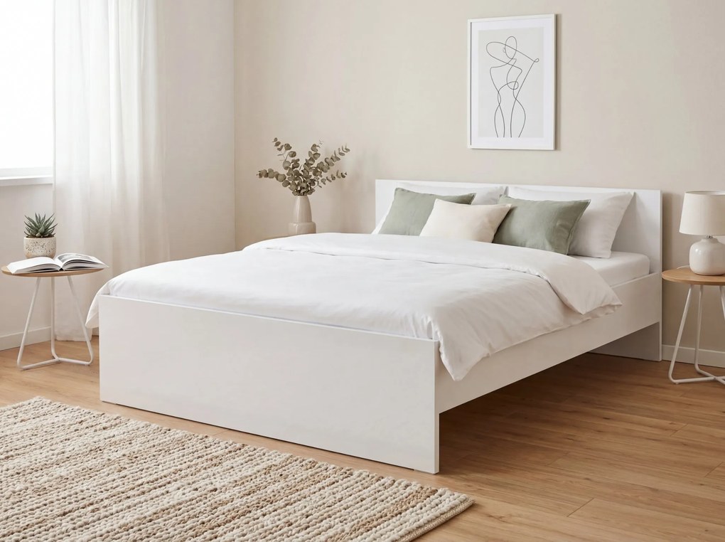 Ágy ELISA 120 x 200 cm, fehér Ágyrács: Léces ágyrács, Matrac: Deluxe 10 cm matrac