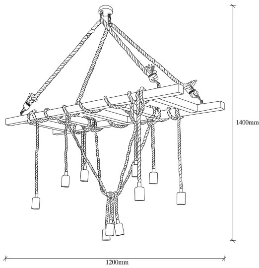 EREBOS kábelen függő csillár 12xE27/40W/230V barna