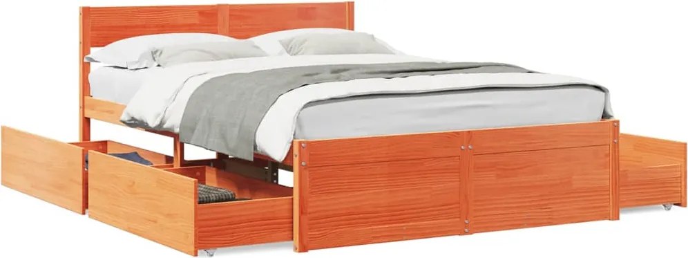 vidaXL viaszbarna tömör fenyőfa ágy matrac nélkül 120 x 190 cm