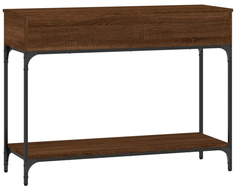 barna tölgyszínű szerelt fa tálalóasztal 100 x 34,5 x 75 cm