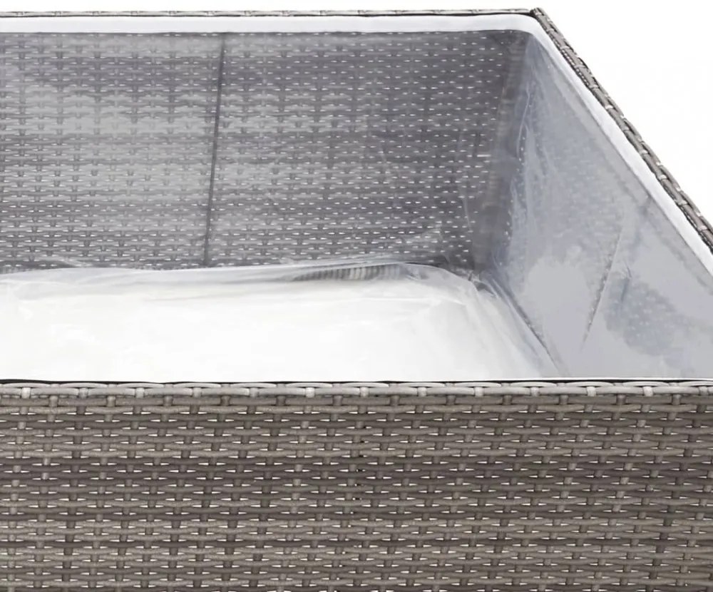 szürke polyrattan kerti ültetőláda 80 x 80 x 40 cm