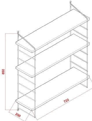 ARMONI fali polc 85x72 cm barna/fekete