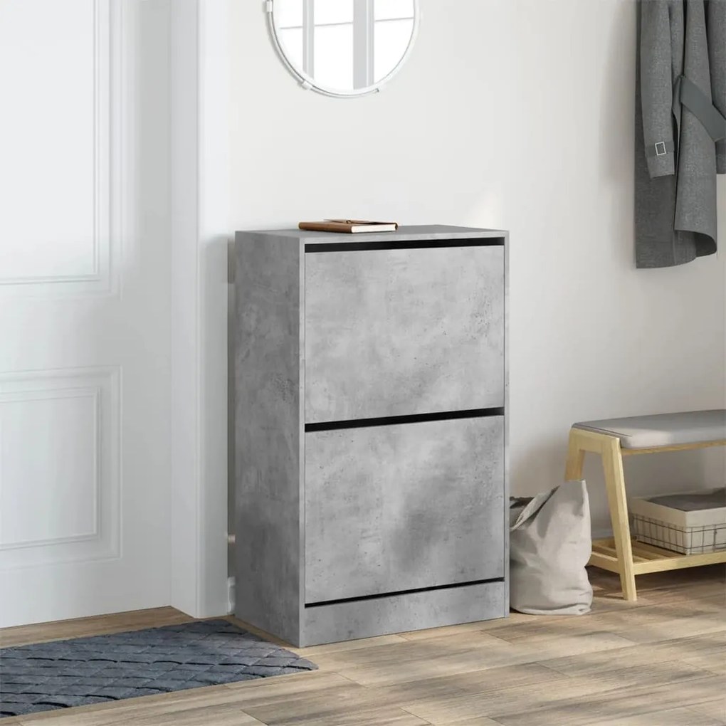 betonszürke szerelt fa cipőszekrény 60 x 34 x 96,5 cm