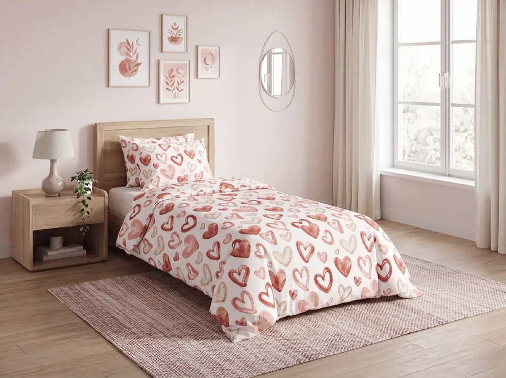 Flanel ágynemű AMORIA HEARTS mintás Ágyneműhuzat mérete: 70 x 90 cm | 140 x 200 cm