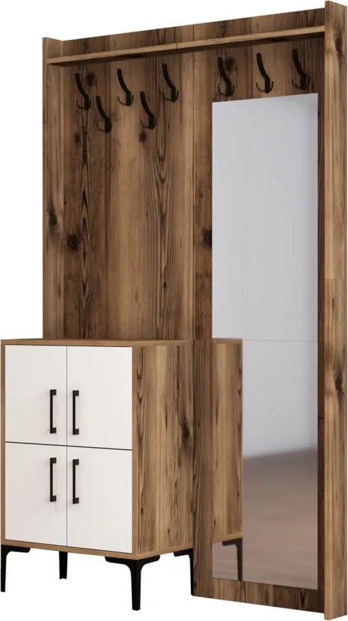 Berlin előszobafal, dió-fehér, 120 cm – TR845HCT4208