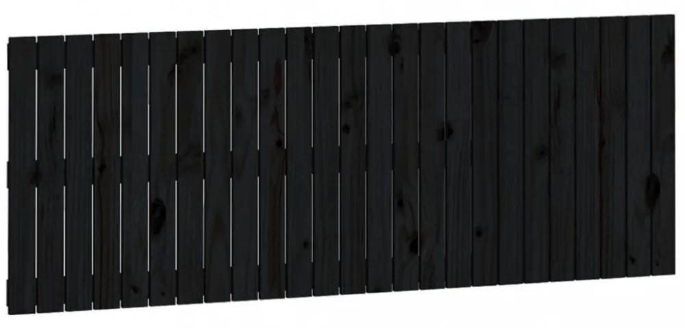 fekete tömör fenyőfa fali fejtámla 159,5 x 3 x 60 cm